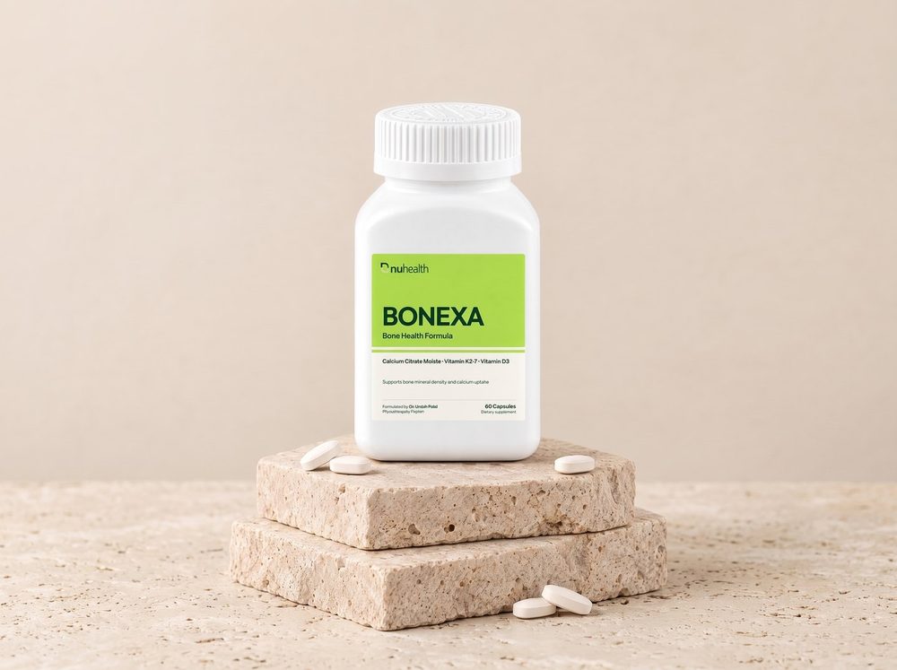 A BONEXA jar standing on travertine stone blocks with tablets scattered around it